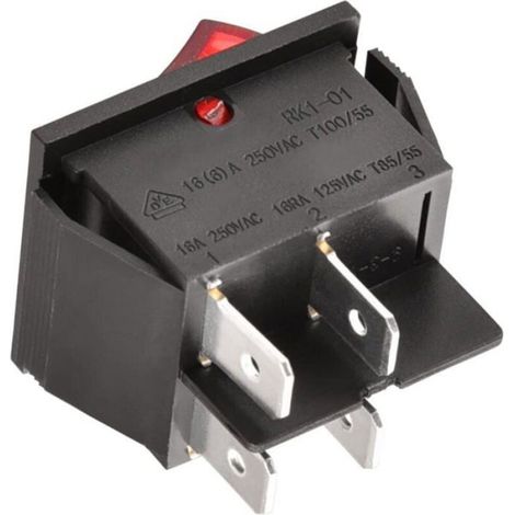 Interrupteur Basculant ON/OFF - 4 Bornes - Lumière Rouge - 28x21 mm - 16 A 250 VAC - Lot De 2 (1/4)