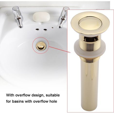Ensemble de bonde de lavabo en laiton G1-1/4" avec trop-plein (or zirconium) (1/5)