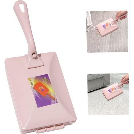 Brosse de polissage pour tapis - Brosse de nettoyage à deux rouleaux - Brosse à poussière pour tapis - Balai pour canapés et tapis - Nettoyage efficace des tapis et meubles (rose) (1/5)