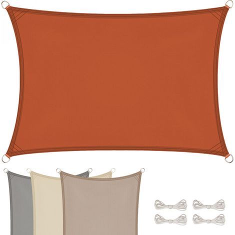 Voile d'Ombrage Rectangulaire 2x3m Imperméable Anti-UV Terracotta pour Terrasse Jardin