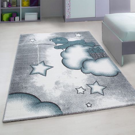 Tapis pour bébé rectangle à courtes mèches Comix Bleu 80x150 (1/5)