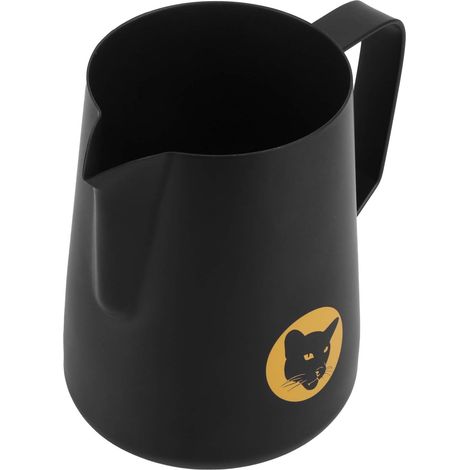 600ml Stainless Steel Coffee Pitcher, 304ml, with Nozzle, for Latte Art and Milk Froth, Black, One-Piece, Easy to Clean (1/5)