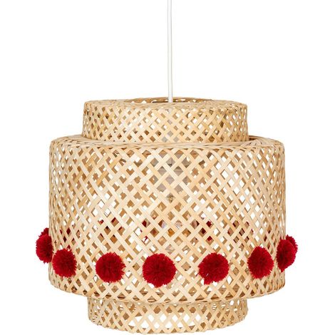 Lampada a sospensione per bambini liby bambù rosso nappe d28cm - Atmosphera créateur d'intérieur (1/2)
