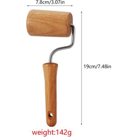 Rouleau à pâtisserie - Ustensiles de cuisine - Bois - Marron - Idéal pour pâtisseries et pizzas (1/5)