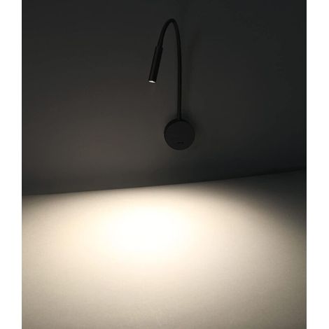 Schwarze Leselampe, flexibler Schwanenhals, LED-Lampe 3W 3000K, Wandmontage, 240V, mit Schalter für Schlafzimmer, Wohnzimmer, Innenräume