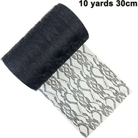 30 cm x 10 Yards Vintage Netzstoff Tüllrolle für Spitze Tischläufer Stuhl Schärpe DIY Hochzeitsfeier Brautdusche Dekorationen (1/5)