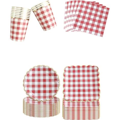 Vaisselle jetable en papier de 18 cm (7 pouces), lot de 10 assiettes, serviettes et gobelets. Idéal pour les fêtes, anniversaires, pique-niques et barbecues. Assiettes et serviettes jetables pour tout (1/5)