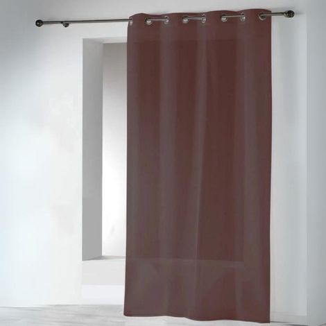 Voilages en Etamine Unie à Oeillets Marron chocolat 140x240 cm