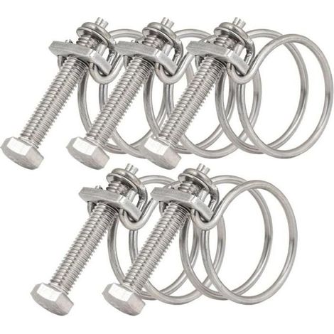 - Lot de 5 colliers de serrage à double fil de 45 à 50 mm, colliers de serrage en acier inoxydable 201, fixation universelle pour (1/4)