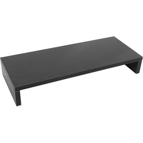 Schwarzer Monitorständer aus Holz, LED-LCD-Monitorerhöhung, Schreibtisch-Organizer, Computerablage (1/5)