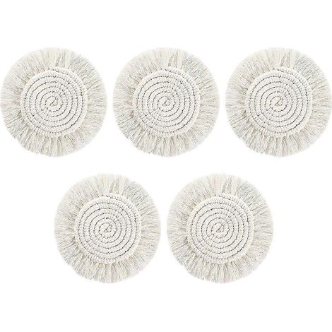 Sous verres boissons Absorbent Macrame Handmade coton sous verres café table Boho sous verre lot Tassels chaleur (1/5)
