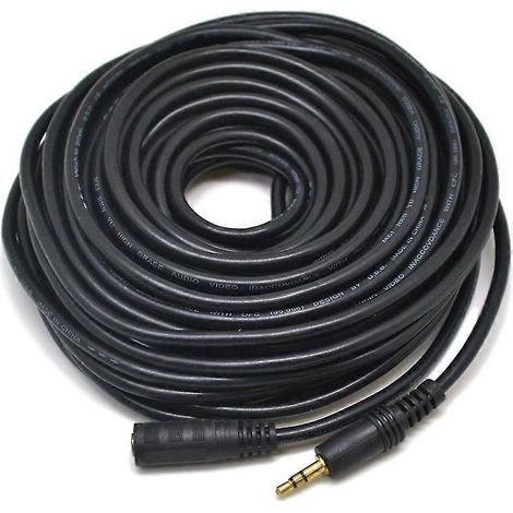 Câble d'extension stéréo mini-jack 3,5 mm de 15 m, noir. (1/3)