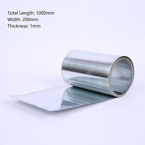 Rouleau de plaque en zinc pur 99,99 % – Anticorrosion – 1000 x 200 x 1 mm – Protection contre les taches de toit