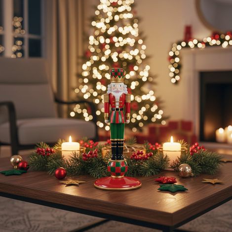 Porta Candela soldatino per tavolo di natale decorazione Natalizia -h 25 cm (1/3)