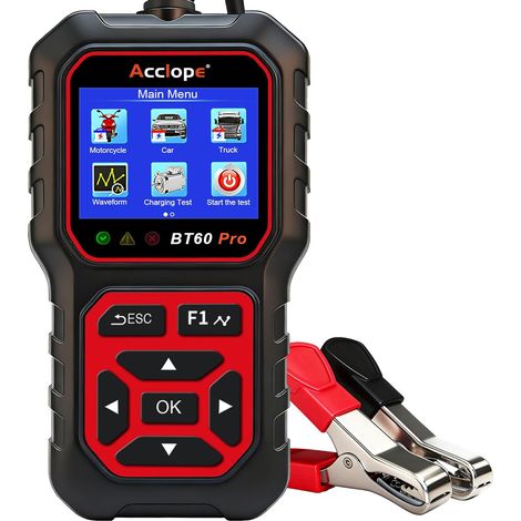 Testeur de Batterie 6V 12V 24V Automobile 100–3000 CCA, pour Batteries 2–120 Ah de Voiture, Camion, Moto, Testeur de Charge/Démarrage, Compatible avec Batteries AGM, Gel, EFB, Lithium (1/5)