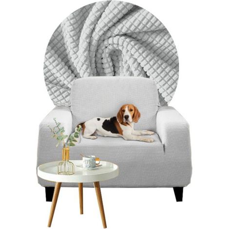 Housse Pour Canapé Convertible - Jacquard Gris Clair - 1 Place - 90 À 140 Cm - 1 Pièce (1/5)
