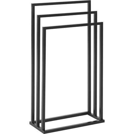 Toallero de metal negro mate 3 rieles accesorio de pie moderno baño Charras