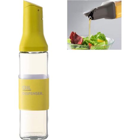 Dispensador de aceite de oliva y vinagre, fácil de llenar y limpiar, botella para especias líquidas para cocinar en la cocina, 500 ml (amarillo) (1/5)