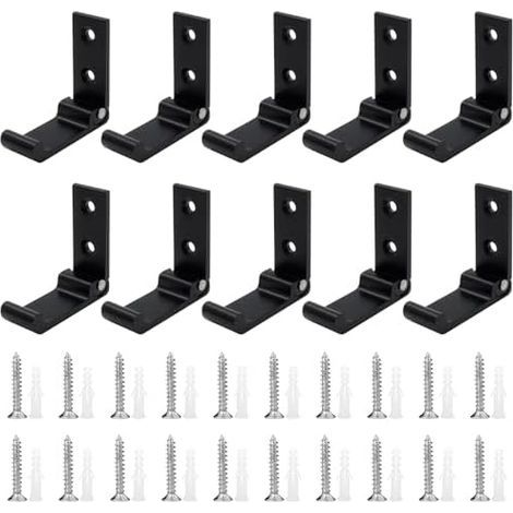 10 Pièces Crochets Muraux Pliables Noir Porte Manteaux Pliants en Alliage de Zinc 90° avec Vis et Chevilles, Patères Murales pour Serviettes Vestes, Salle Bain, Cuisine, Entrée - (1/5)