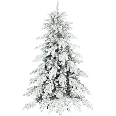 5ft Super Flocked Christmas Tree Green/White (1/5)