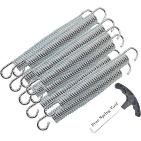 Pack de 10 ressorts de trampoline en métal galvanisé antirouille et durables + 1 outil à ressort/longueur 12 cm (1/4)