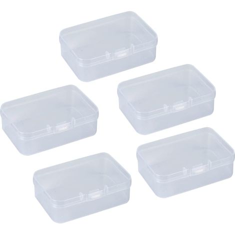 Lot de 5 Mini boîtes de Rangement rectangulaires en Plastique Transparent avec Couvercle à charnière pour Bijoux (1/5)