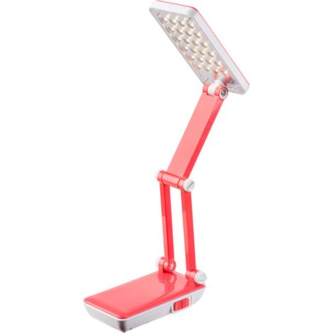 Lampada da scrivania per bambini lampada da tavolo LED lampada da lettura da comodino, in bianco rosa pieghevole, 11x LED 2,5 watt 170 lumen bianco caldo, LxLxH 35 x 7,5 x 37 cm (1/5)