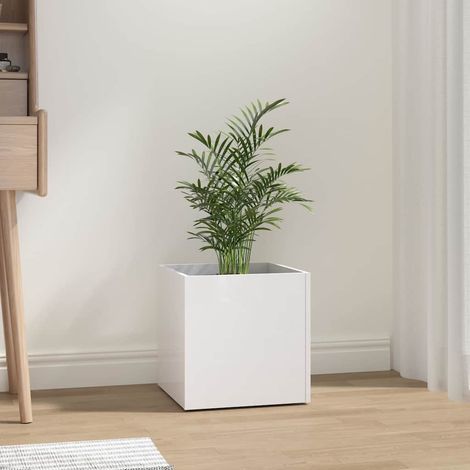 vidaXL Jardinera de madera de ingeniería blanca brillante 40x40x40 cm (1/5)