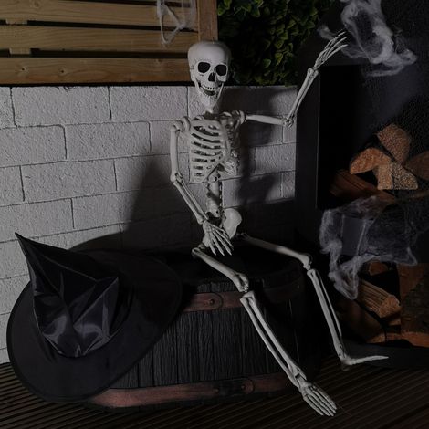 90cm (3ft) Posable Full Body Halloween Skeleton Decoration with Movable Joints (1/5)
