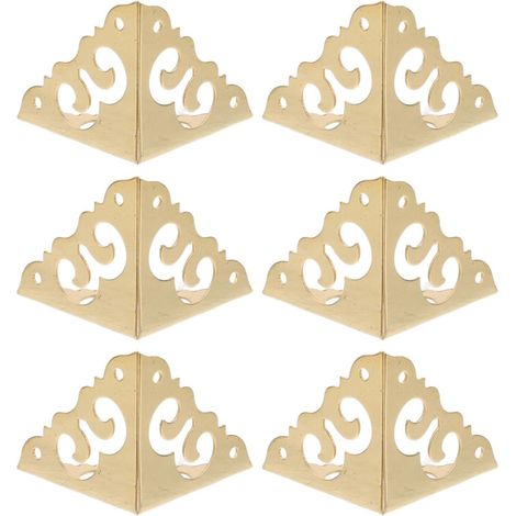 Protections d'angle en laiton vintage pour meubles, lot de 6, équerres (1/5)