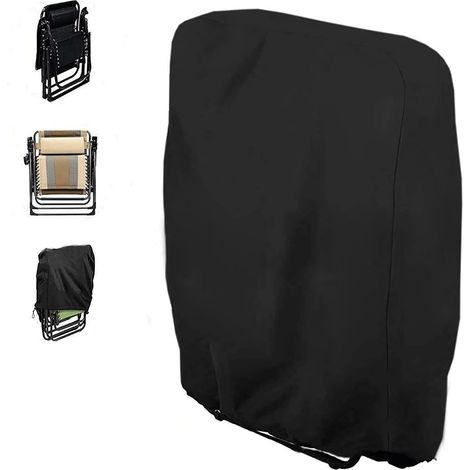 Housse de chaise - Protection meubles - Housse de chaise d'extérieur pliable - 71x20/34x110cm - Housse de chaise de jardin - Imperméable et résistante aux UV - Noir (1/5)
