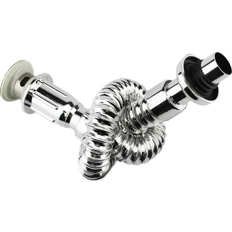 Bonde de Lavabo Trop-Plein en Acier Inoxydable et Abs, Longueur Réglable Joint D'étanchéité, Siphon de S pour Usage Domestique (1/5)