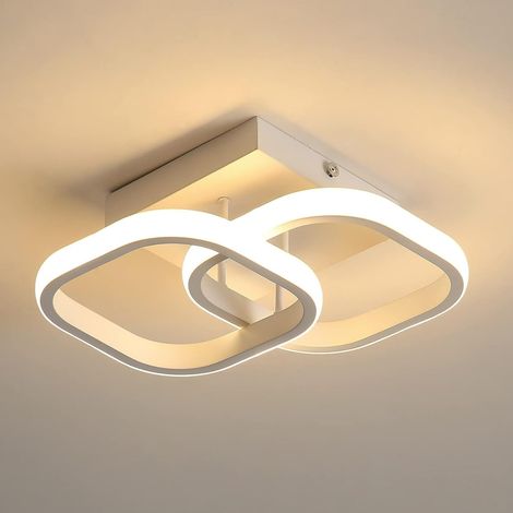 COMELY Modern LED Ceiling Light, Square Acrylic Ceiling Luminaire 19 cm Diameter for Bedroom, Living Room, Kitchen, Hallway - 22W - White - Warm White Light 3000K