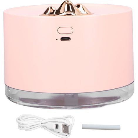 Humidificateur d'air USB portable 300ml avec veilleuse colorée pour bureau, voiture et chambre, rose (1/5)