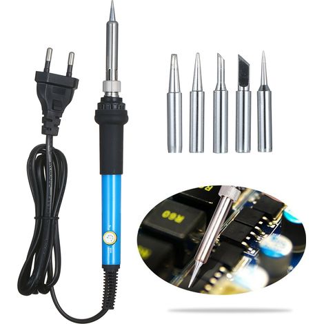 220V 60W Lötkolben-Set mit einstellbarer Temperatur, Digitalmultimeter-Spitzen, Entlötpumpe, Lötdrahtschneider (1/5)