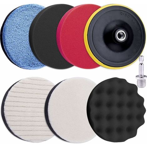 Juego de 8 almohadillas de pulido de 125 mm para coches, incluye esponja de espuma y adaptador para taladro M14. (1/5)