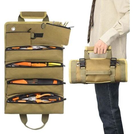 Kit d'électricien, type rouleau, sac d'électricien, sac de rangement, sac suspendu, kit de matériel monté sur voiture-kaki (1/5)