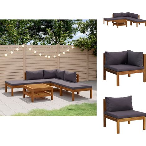 Gartenmöbel-Sets - Living 6-tlg. Garten-Lounge-Set mit Auflage Massivholz Akazie (1/5)