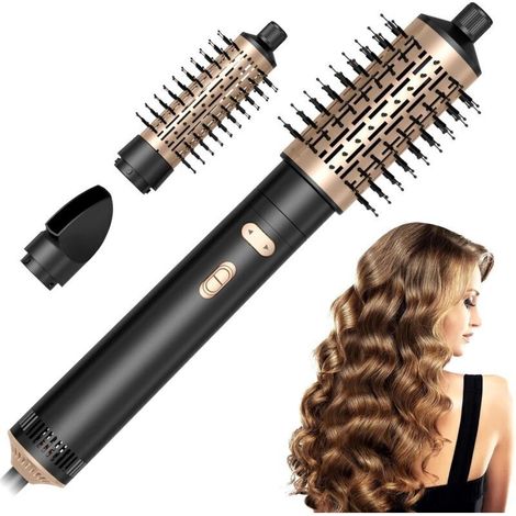 3 en 1 styleur de cheveux ionique avec brosse thermique, 200 millions de sèche-cheveux à ions négatifs, tête amovible 38/50MM, outil chaud pour le volume de racine et les boucles lâches (1/5)