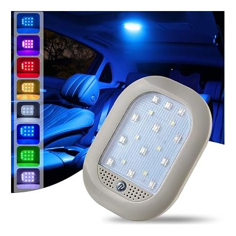 Plafonnier d'intérieur LED voiture – Rechargeable USB 8 couleurs commande vocale voiture camping-car camion placard armoire camping chambre à coucher (1/5)