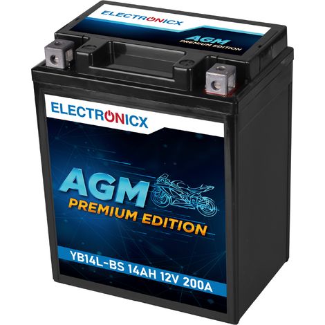Electronicx AGM Motorradbatterie 12V 14Ah 200A – Ersetzt YTX14AHL-BS, YB14L-A2, YB14L-B2 – Wartungsfrei & Leistungsstark - Premium Batterie 12V