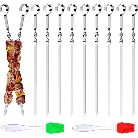 Set di 24 spiedini per barbecue in acciaio inox, 30 cm, riutilizzabili, ideali per barbecue all'aperto e in giardino. (1/5)