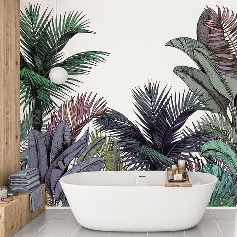 Papier peint panoramique - Forêt tropicale - 130 cm x 130 cm (1/4)