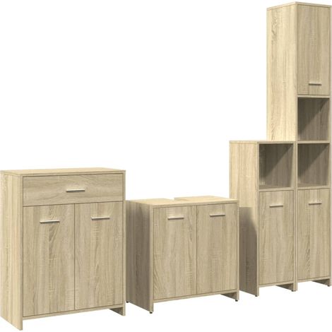 Maison Exclusive - 4-tlg. Badmöbel-Set Sonoma-Eiche Holzwerkstoff