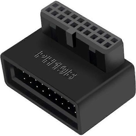 Adaptateur d'extension USB 3.0 19/20 broches mâle vers femelle coudé à 90 degrés PH19B (1/5)