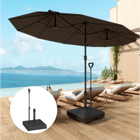 Soporte sombrilla con ruedas y rellenable estable negro OKMYHOME