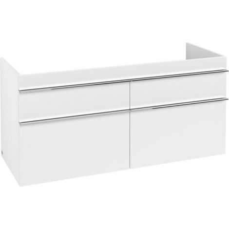 V&B Waschtischunterschrank Venticello 125,3x59x50,2cm, Griff Chrom, white matt (1/3)