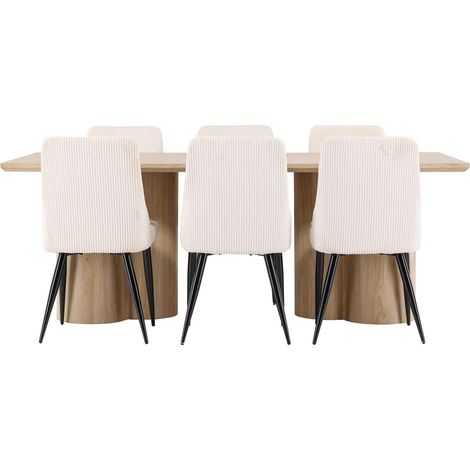Olivia Essgruppe Esstisch Natur 6 Stühle Samt beige. (1/4)