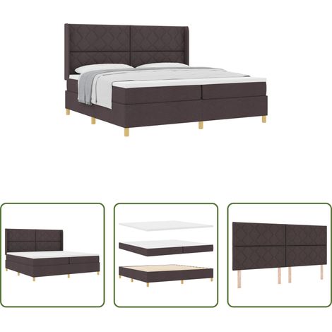 Matelas ferme -  Lit à ressorts avec matelas Marron foncé 200 x 200 cm tissu (1/5)