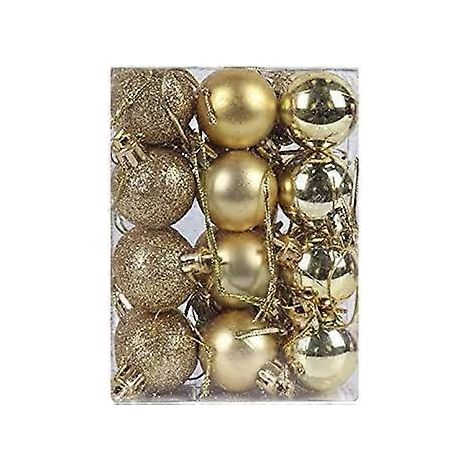 Boules de Noël décoratives pour sapin de Noël, boules à suspendre pour fêtes (dorées, 24 pièces) (1/5)